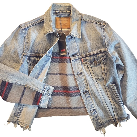 Levi's® Premium BLANKET BACK TRUCKER JACKET - BIG BLANKET DECONSTRUCTED - Blue - Picture 2 of 14